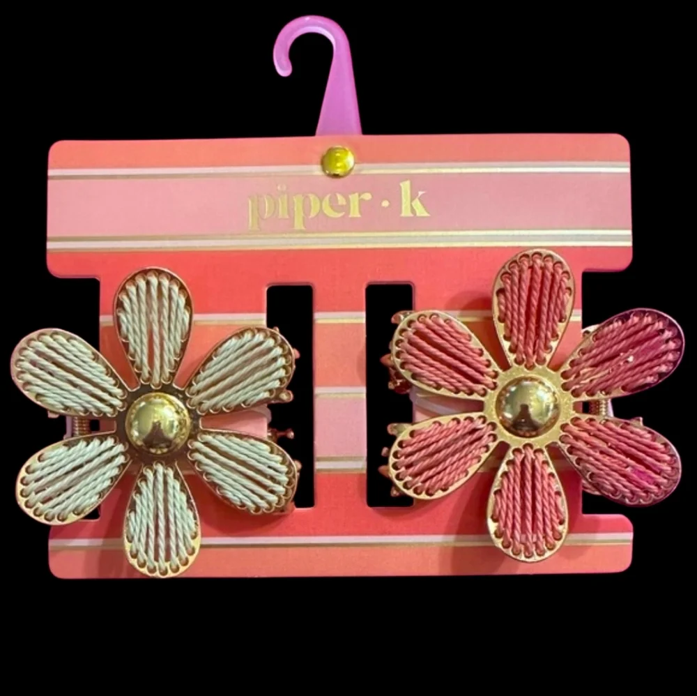 💕▪️Piper K ▪️2pc  Woven With Metal  Floral  Flower Hair Clips